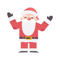 Santa claus with christmas costume . Cartoon character . Flat design . Vector .