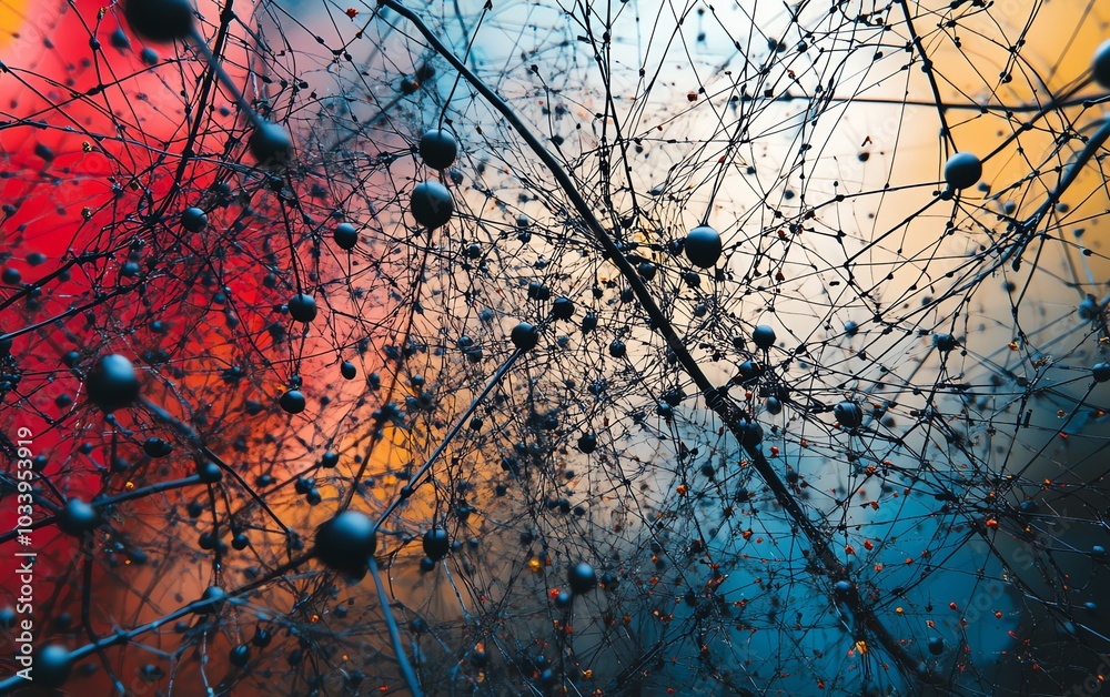 Aufkleber Artistic representation of a chaotic decisionmaking environment, featuring a tangled web of processes and branches, symbolizing the difficulties of poor organizational management