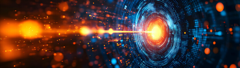 Abstract ESG Performance Target with Community Arrows Concept - Panning Shot Featuring Glowing Target with Diverse Community Arrows Aligning for Inclusive Growth in a Data-Driven Bokeh Background