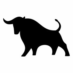 Bull animal silhouette. Flat image