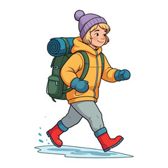 Cute Backpacker Prepared for Cold Weather Adventure