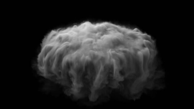 Dry Ice Steam Smoke Pouring  Seamless Loop on black background. 3d rendered with alpha channel.