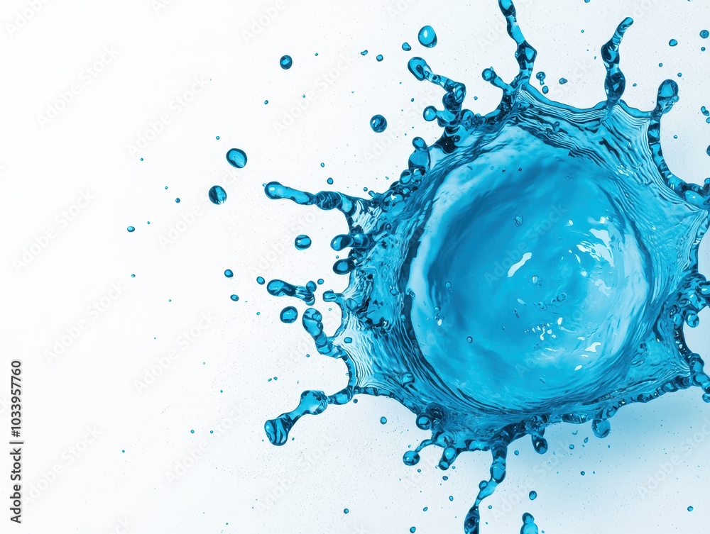 Aufkleber captivating splash of blue water droplets creating stunning visual effects on a clean background