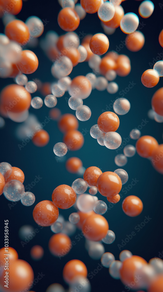 Fototapete Exploring the dynamic interactions of molecules in a vividly colored abstract representation of science and chemistry