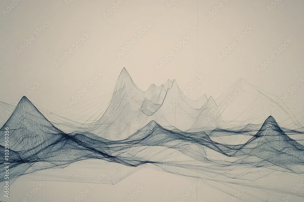 Poster abstract wave forms in dark colors on a light background, artistic representation.
