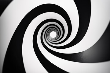 Fototapeta premium Black and white spiral design with dynamic movement, abstract art element.