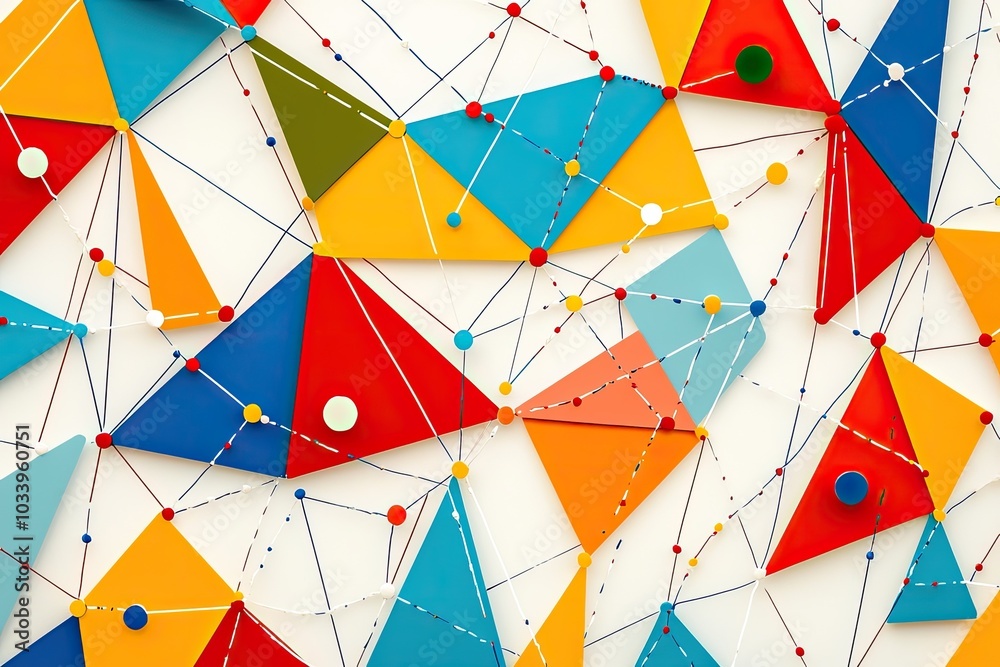 Sticker colorful geometric shapes and abstract patterns on a white background.