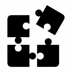 Puzzle icon silhouette. Flat image