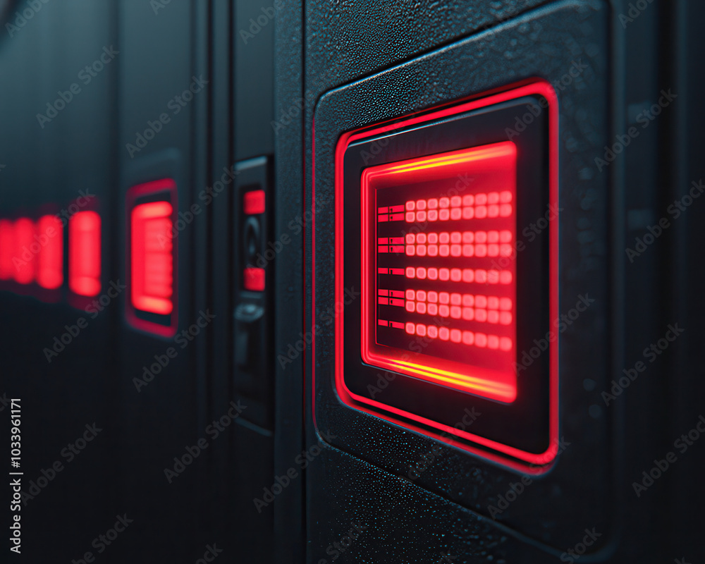 Leinwandbilder a close-up view of red led indicators on advanced technology equipment in a high-tech environment