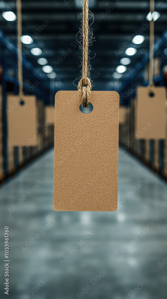 Poster empty tags hanging in a warehouse a focus on organization and inventory management in modern industr
