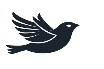 Obraz premium Stylized bird silhouette with wings spread, white isolate background.