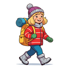 Cute Backpacker Prepared for Cold Weather Adventure