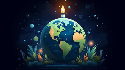 earth hour day illustration theme