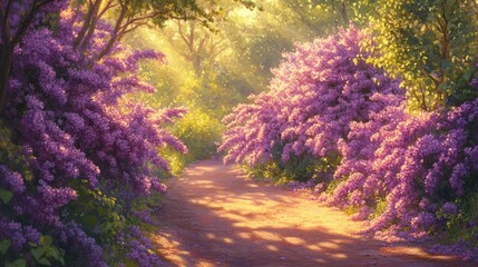 view of vibrant purple lilac flowers in full bloom