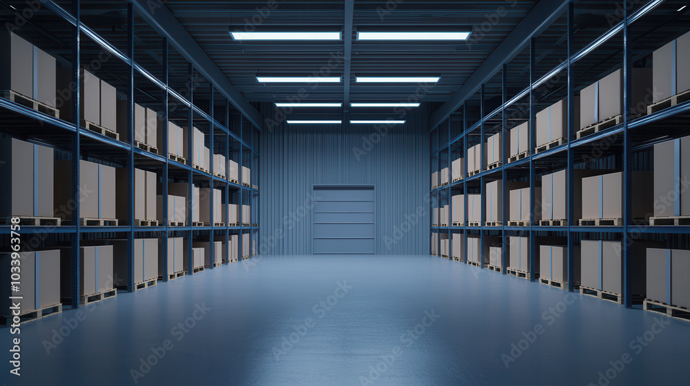 Poster exploring the interior of a modern warehouse an insight into efficient storage solutions and logisti