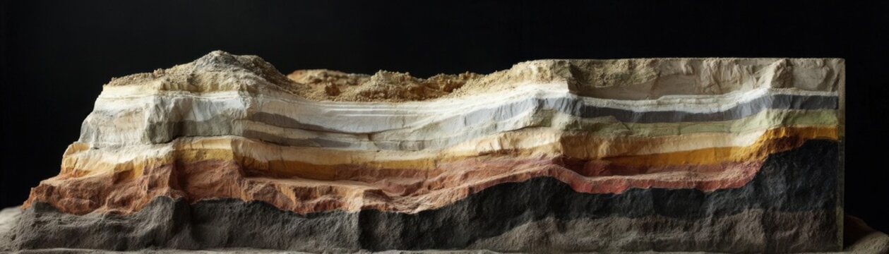 A geotechnical model representing soil and rock layers for a major dam construction project