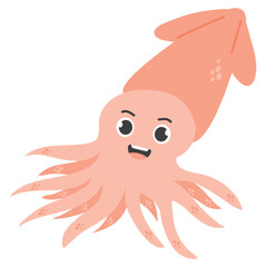 Little Squid Cartoon Animal Illustration