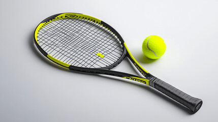 Tennis Racket and Ball Isolated on White Background   Sports Equipment  Game  Match  Compe