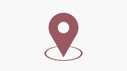 Location pin icon with radio wave animation on a black background. Location icon and 2 points match. Location signal icon.  GPS location signal point and location tracking mark.