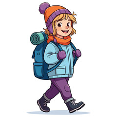 Cute Backpacker Prepared for Cold Weather Adventure