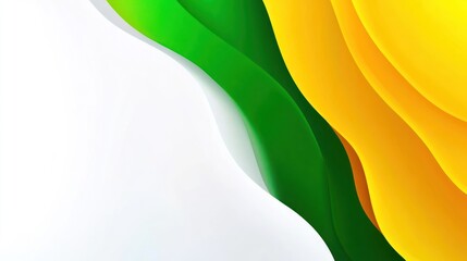 Abstract Background with Wavy Green, Yellow, and White Shapes