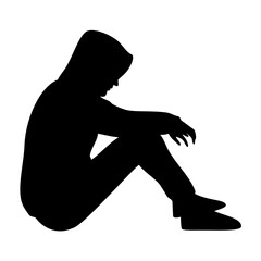 Lonely Man silhouette. Vector image