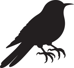 Cuckoo bird black silhouette vector art illustration