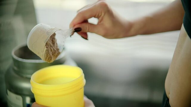 Preparing protein shake for post-workout nutrition