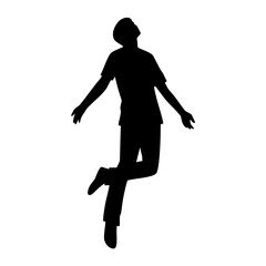 Flying man silhouette. Vector image.