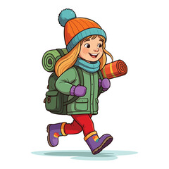 Cute Backpacker Prepared for Cold Weather Adventure