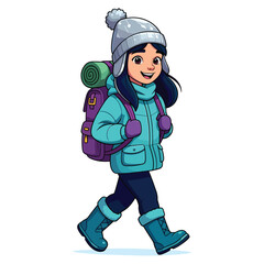 Cute Backpacker Prepared for Cold Weather Adventure