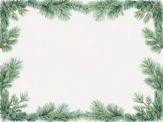 Watercolor frame of fir branches, border, card.