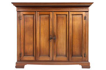 Elegant Wooden Wardrobe Isolated on a transparent Background Perfect for Home Decor and Furniture Designs