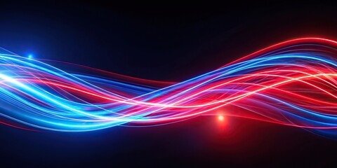 Abstract red and blue light streaks on dark background