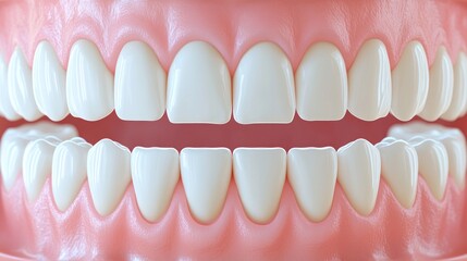 Obraz premium Close-up of a healthy human mouth with white teeth and gums.