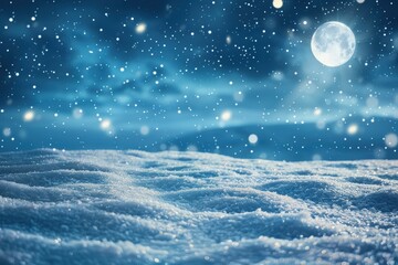 Naklejka premium Christmas cozy blue night abstract background with swirling mist and glowing starlight
