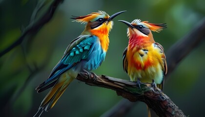Obraz premium Couple and single exotic birds, Generative AI