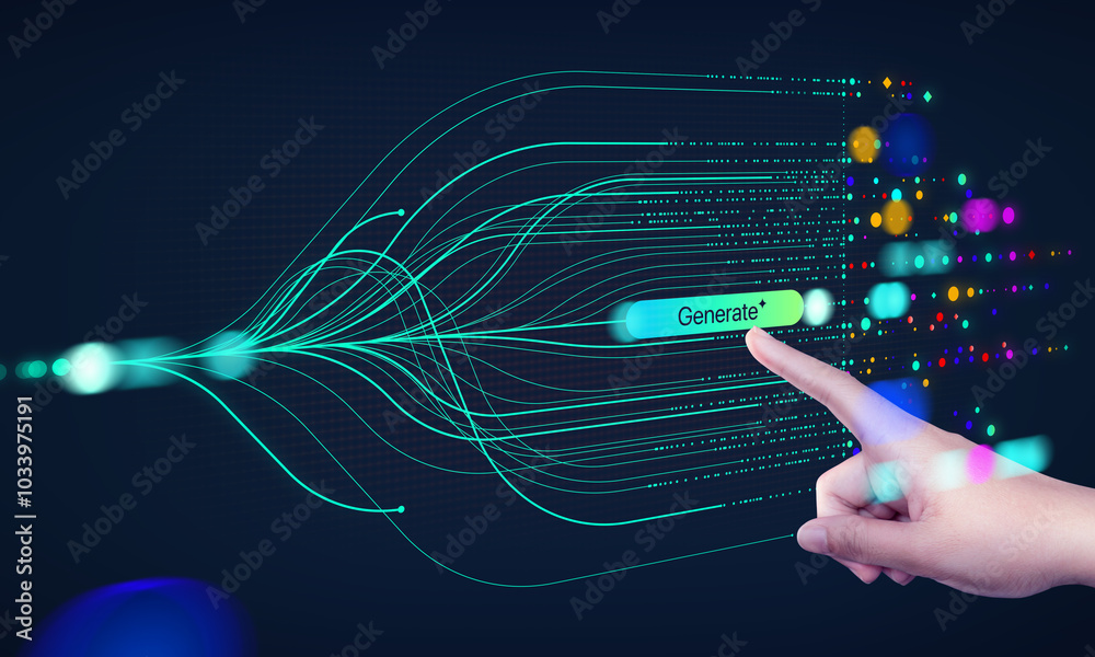 Poster a hand showing ai tech with generative ai concept, artificial intelligence cyber security, digital t