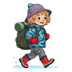 Cute Backpacker Prepared for Cold Weather Adventure