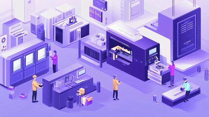 Obraz premium Modern High-Tech Factory Automation Scene