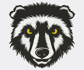 Honey Badger Vector Art tropical animal silhouette art in black and white. Badger Silhouette Isolated On White Background.