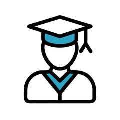Professor Icon in Blue and Black for Academic and Educational Representation