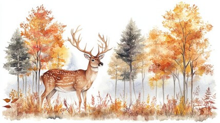 Fototapeta premium Deer in Autumn Forest