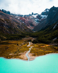 paisajes de tierra del fuego, en la inmediaciones de Ushuaia, la ciudad del fin del mundo, la más...