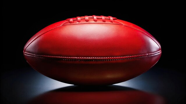 Abstract red Aussie rules football on a symmetrical black background