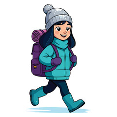 winter kids illustartion Christmas theme with kids vector illustration