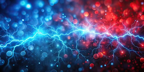 Abstract red defocused lightning and blue spots creating depth of field