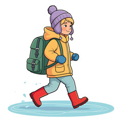 winter kids illustartion Christmas theme with kids vector illustration