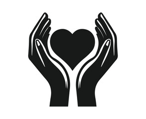 Obraz premium hands with heart logo silhouette Healthcare Donation and giving aid concept