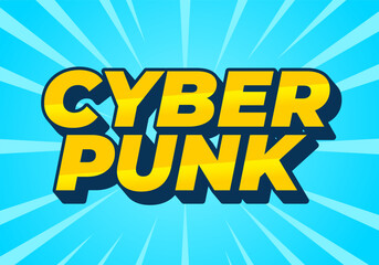 Cyber punk. Text effect in bold fonts with 3D style